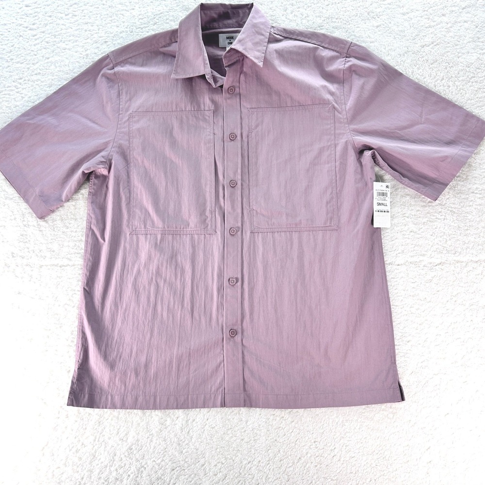 Mode of One Shirt Men's Small Pale Elderberry Short Sleeve Button Utility NEW
